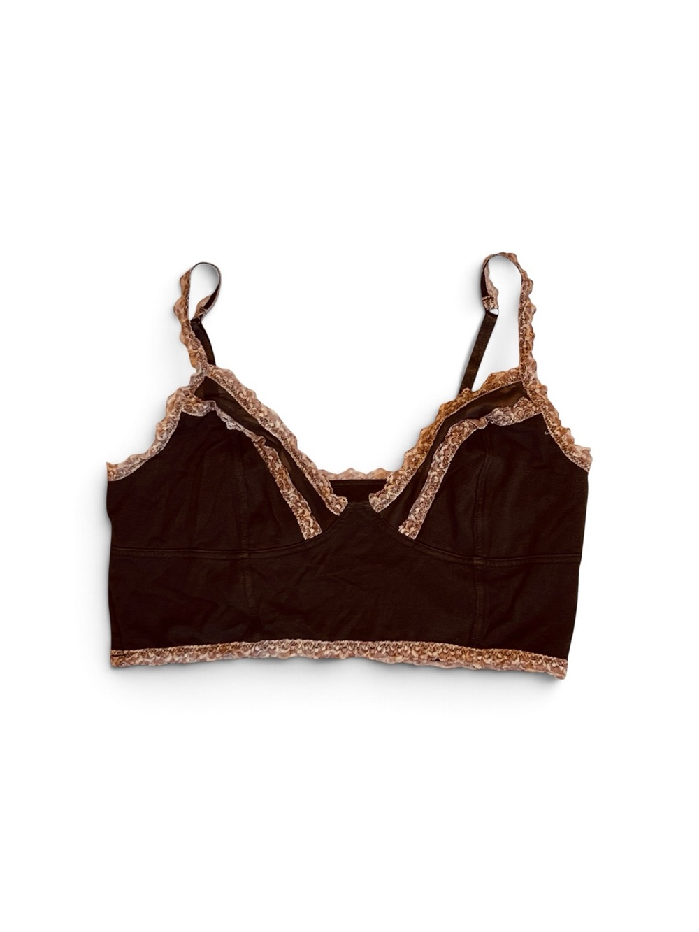 Free People Intimately Women’s Sz L Brown Lace Bralette Longline Stretch